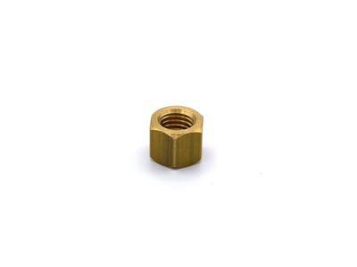 10mm Hex Brass Plain Exhaust Nut - 7mm x 1.00 Pitch